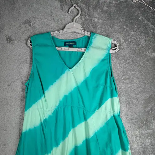 April Cornell Dress L Green Aqua Tie Dye Striped Ruffle Maxi Resort Beach Boho Size L