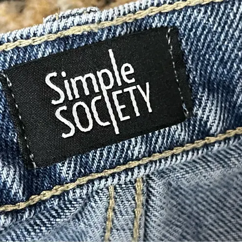 Simple Society embroidered Daisy shorts Raw Hem Beach Boho Hippie size 9/29 Blue