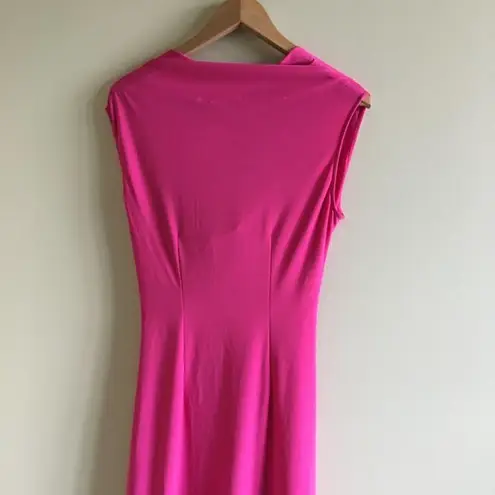 Tahari NEW faux wrap midi dress sleeveless pink