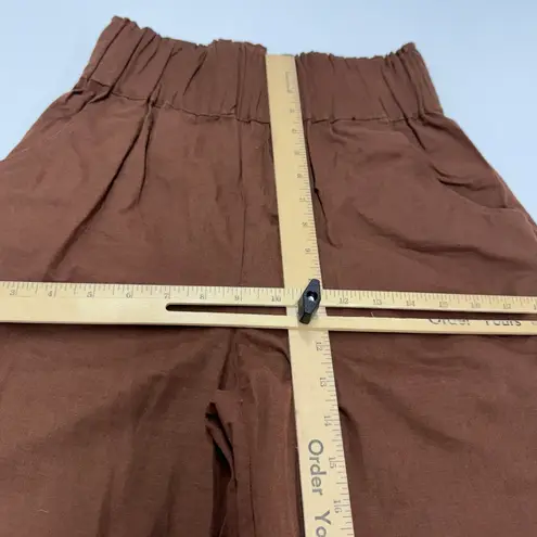 Kourt Pants Womens Medium Brown Flax Linen Wide Leg Crop Culottes