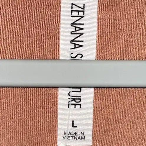 Zenana Outfitters Signature Light Brown Lightweight Lace Sleeves Top Large