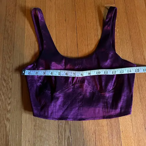 House of Harlow Eggplant Wine Satin Shimmer Cropped Bustier Top, Size M, NWOT