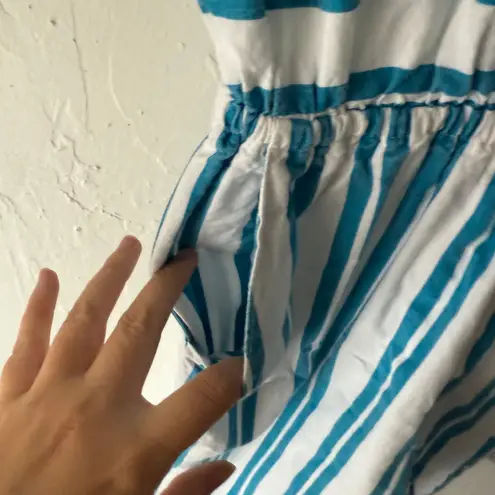 Vintage 70s Buffy’s Choice Striped Cotton Jumpsuit Sz L Tie Back Pockets USA White Size L