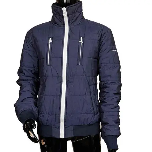 Moods Of Norway Navy Zip Up Puffer Jacket Size Medium Blue