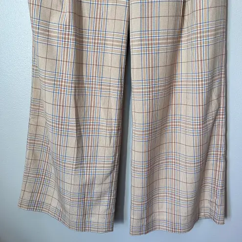 Song Of Style NEW Harris Plaid Check High Rise Wide Leg Pleated Trouser Camel