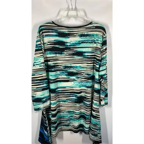 Investments Womens Abstract Scoop Neck Long Sleeve Tunic Top Multicolor Size 2X