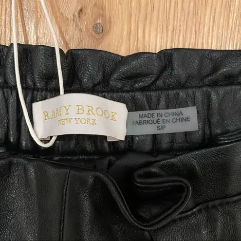 Ramy Brook  Allyn Paperbag Waist Pants in Black Leather Size S