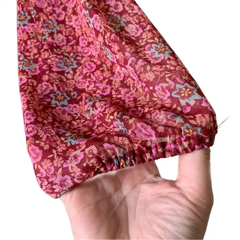 Likely Mitzie Ruffle Tiered Midi Dress Size 10 | Red Floral Off Shoulder Smocked