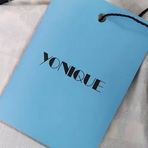 Yonique Feather Print Boho Tankini Top NWT Size Medium Aztec Print Tankini Blue