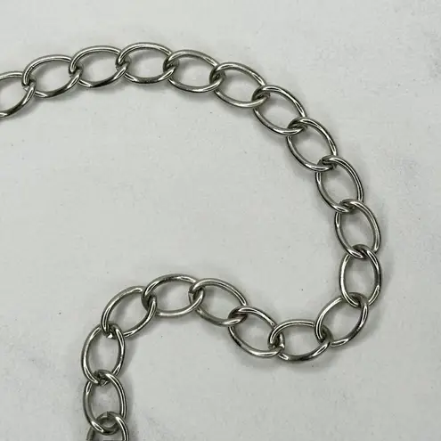 Rhinestone Heart Flower Chain Belt Y2K Silver Tone Metal Links OS ✨