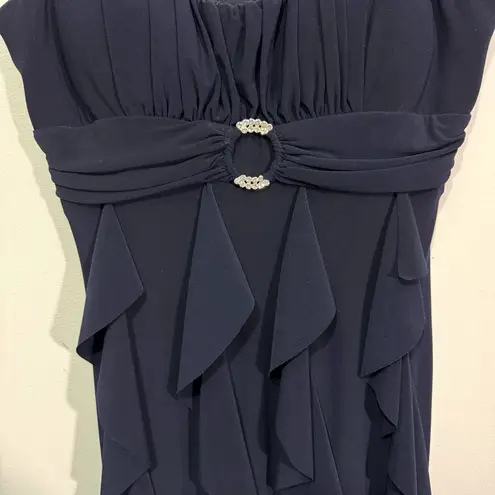 Betsy and Adam Vintage Navy Ruffle Dress