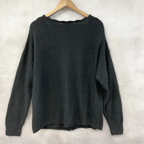 VTG Silk Angora Wool Cardigan Sweater Womens 20W Beaded Bling Retro Glam Artsy Black