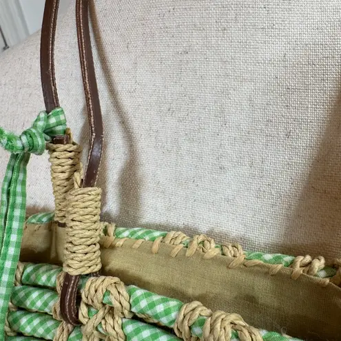 Lime & Tan Woven Tote Bag Green