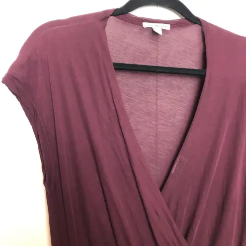 James Perse Surplice Jersey Blouson Dress in Wine