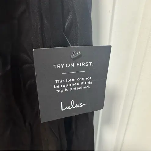 Lulus Extraordinary Presence NWT size Large Black Satin Strapless Maxi Dress