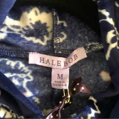 Hale Bob Pajamas NWT White Poodles Navy Pink Trim Wrist Ankles Hoodie Onesie Med