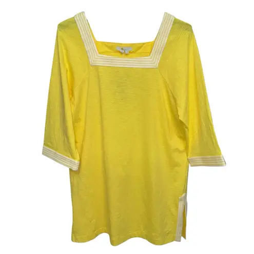 Boden USA Boden Dress Tunic Women's Size 14R Yellow Embroidered Beach Resort Wear Comfort