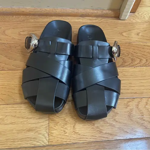 Aerosoles Women's Liberty Mule fisherman sandals black genuine leather Sz 7.5