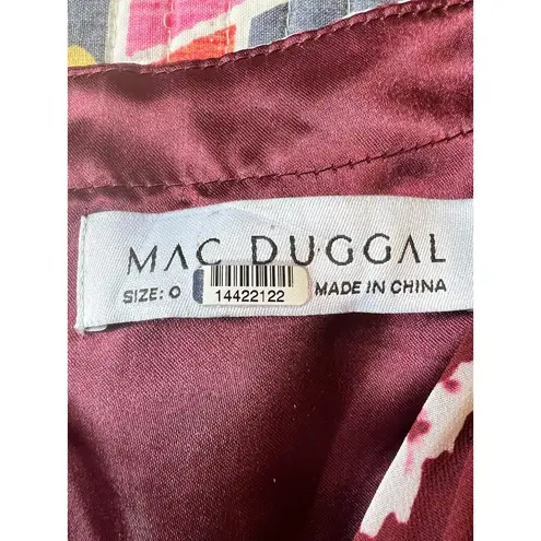 Mac Duggal Leena for Floral Chiffon Red Gown From Rent The Runway Size: XS 0