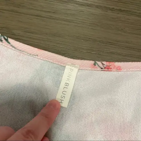 Pinkblush Pink Floral Fitted Ruched Short Sleeve Maternity Dress Size S