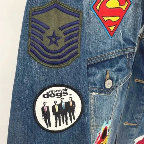 Levi's Vintage  Mens Collared Custom Mixed Patches Long Sleeve Denim Jacket Blue‎