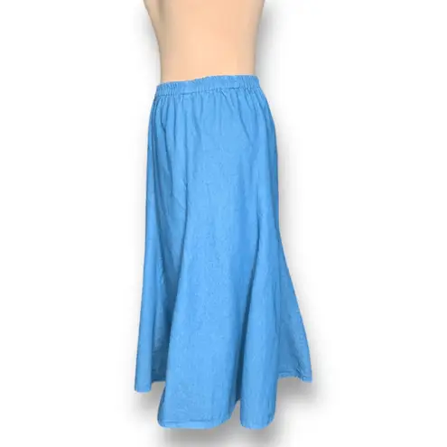 Vintage 80s Alfredo’s Wife Blue Chambray Denim Handkerchief Hem Skirt Made USA