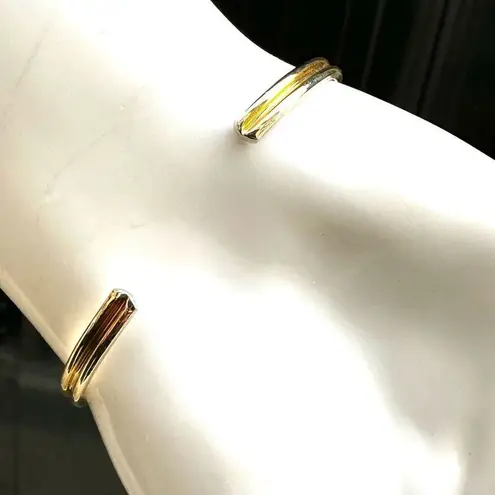 Gold tone open cuff rhinestone bracelet