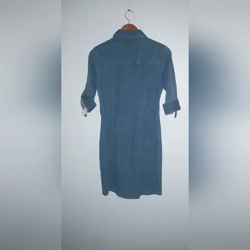 Neiman Marcus 4 Cargo Steel Riveted Denim Shirt Dress NWT