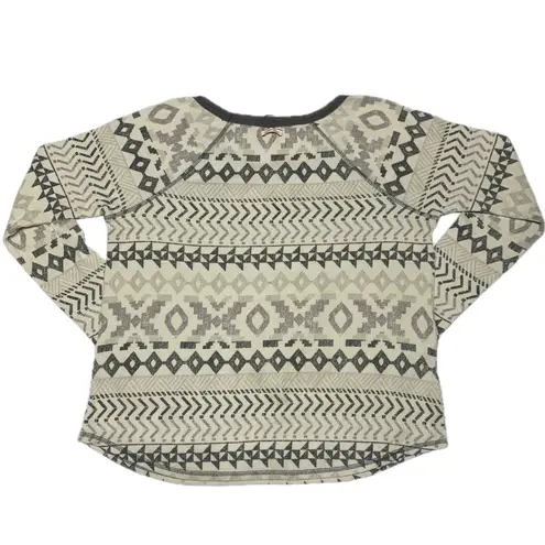 Victoria's Secret Victoria’s Secret Thermal Pajama Top Gray Aztec Print Long Sleeve