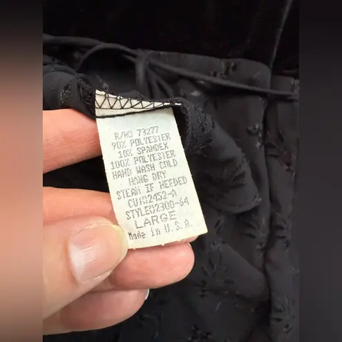 Vintage 90s NOS Sweet Blondie sheer velvet lace front boho blouse, size large Black