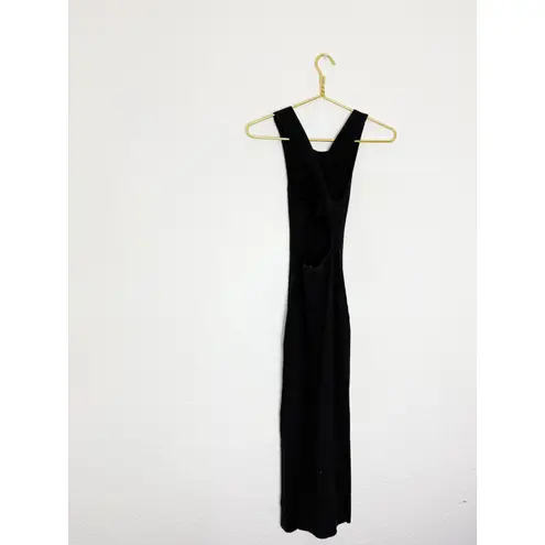 AYR The Vava Black Ribb Midi Dress Size XS Criss Cross Back Stretch Quiet Luxury