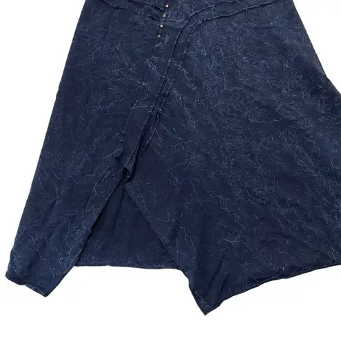 Soft Surroundings Acid Wash Asymmetrical Stretch Knit Midi Skirt Blue size 3X