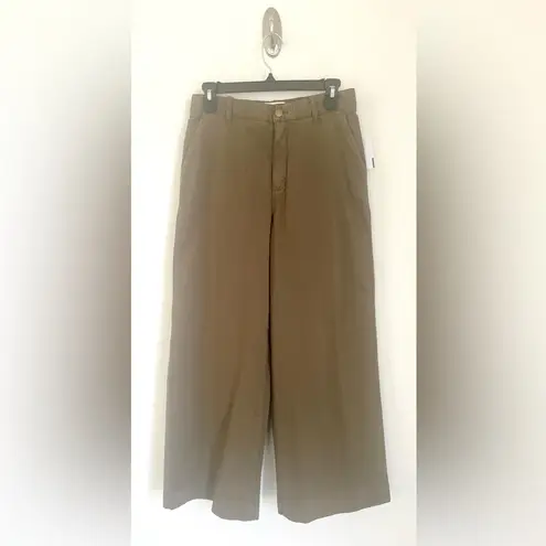 Caslon Nordstrom Women’s Olive Burnt Wide Leg Twill Pants Sz 4 High Rise BNWT