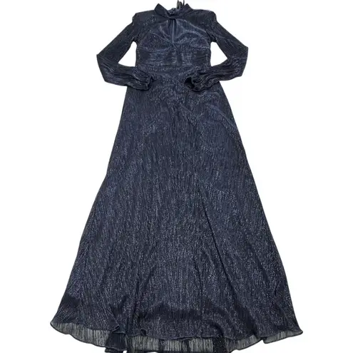 Betsy and Adam Dress Womens 6 Blue Metallic Threaded Front Cutout Gown Formal