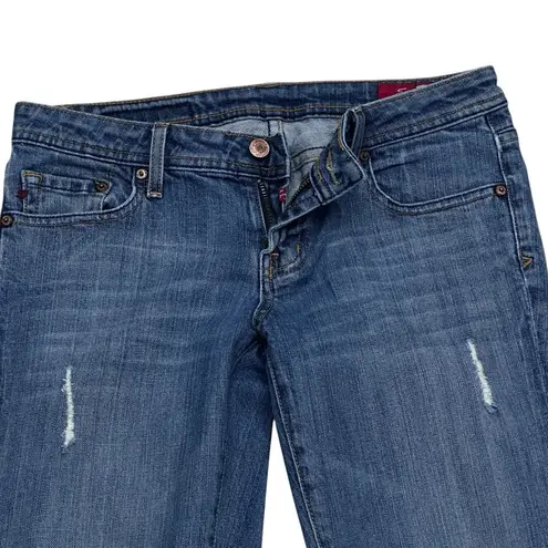 Seven7 Jeans Womens 29 Flare Low Rise Medium Wash Denim Stretch Whisker 30x32