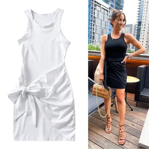 Goodnight Macaroon Aimee Front Tied Wrap Tank Dress Sleeveless in White Size M - Image 2