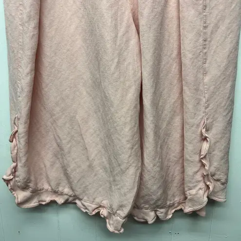 Lane Bryant  Linen Blend Pull On Pink Beach Pants Womens Size 22/24 Ruffle Hem