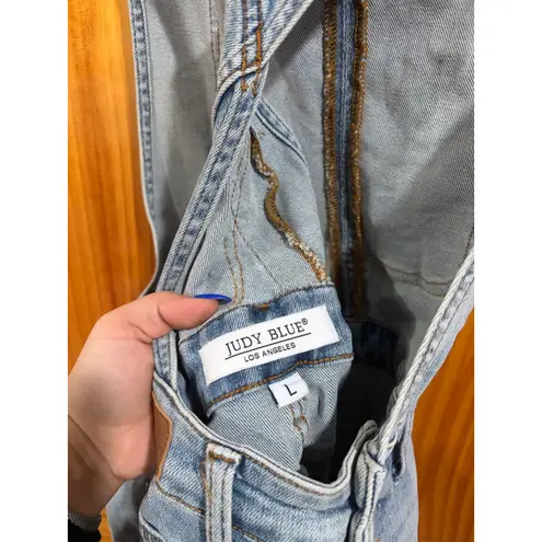 Judy Blue Distressed Denim Short Overalls Light Wash Women’s L