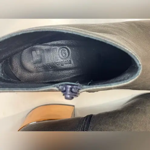 MM6 Maison Martin Margiela Women’s Gray Ankle Block Gold Heel Boots Size 6.5(37)