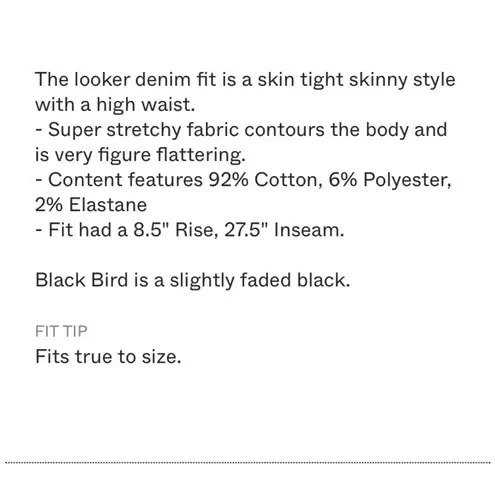 MOTHER HIGH WAISTED LOOKER IN BLACKBIRD HI RISE SKINNY FULL LENGTH DARK WASH Black Size 23