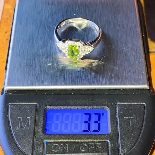 Natural Peridot Sterling Silver Ring Size 8.75