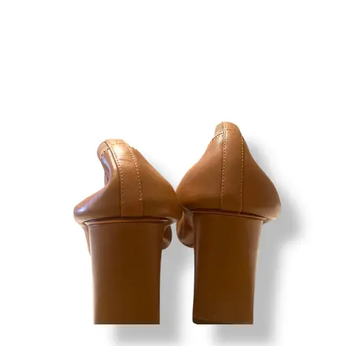 Tory Burch  Womens Jolie Brown Leather Elastic Trim Cap Toe Block Heel Pumps 7M - Image 7