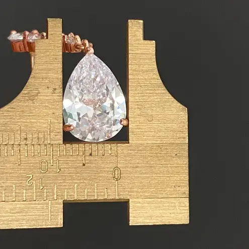 Rose Gold Cubic Zirconia Teardrop CZ Wedding Drop Earrings 7g