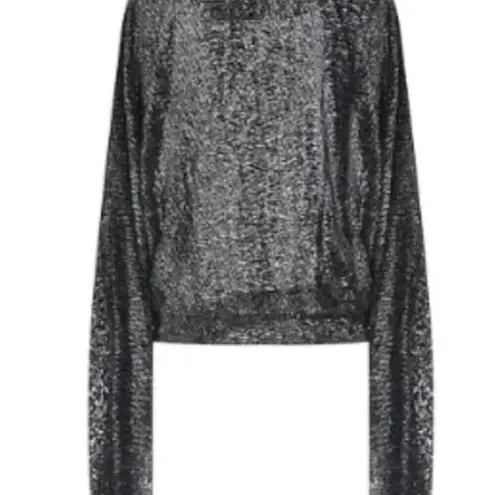 The Attico Woven Long Sleeve Blouse Black size 8 Size M