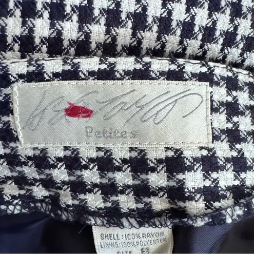 Vintage Lord & Taylor Petites Women’s Houndstooth Plaid Casual Skirt Size 8P Black