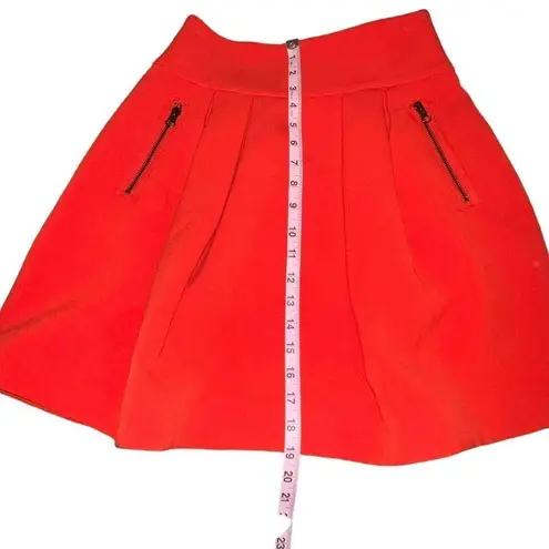 Maeve BY ANTHROPOLOGIE RED SKATER FULL SKIRT MINI ZIPPERED POCKETS WOMEN SIZE 0