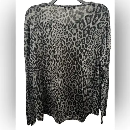 INC Metallic Cheetah Print longsleeve shirt Black Size L