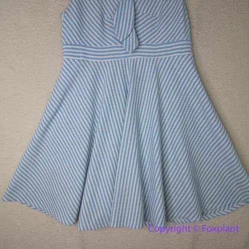 Hutch Anthropologie baby blue and white Bowtie Dress, women plus size 1X