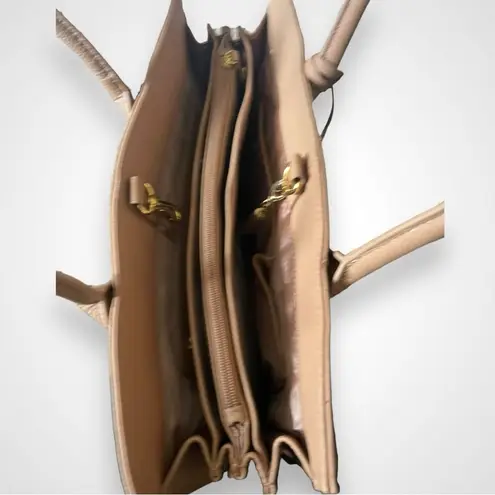 joy & iman Leather Camel Large Tote Bag W/ Multiple Compartments | NWOT