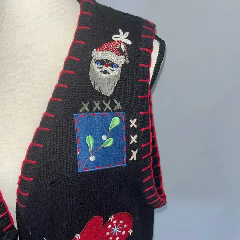 Basic Editions Vintage Ugly Christmas Vest Black Size L